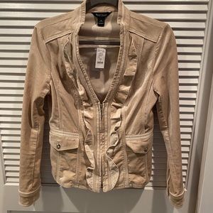 WHBM velvet tan ruffle jacket